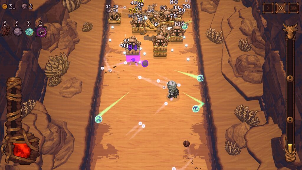 A gameplay screenshot of BALL X PIT, a hybrid breakout-styled roguelike with city builder elements in an article about Devolver Digital