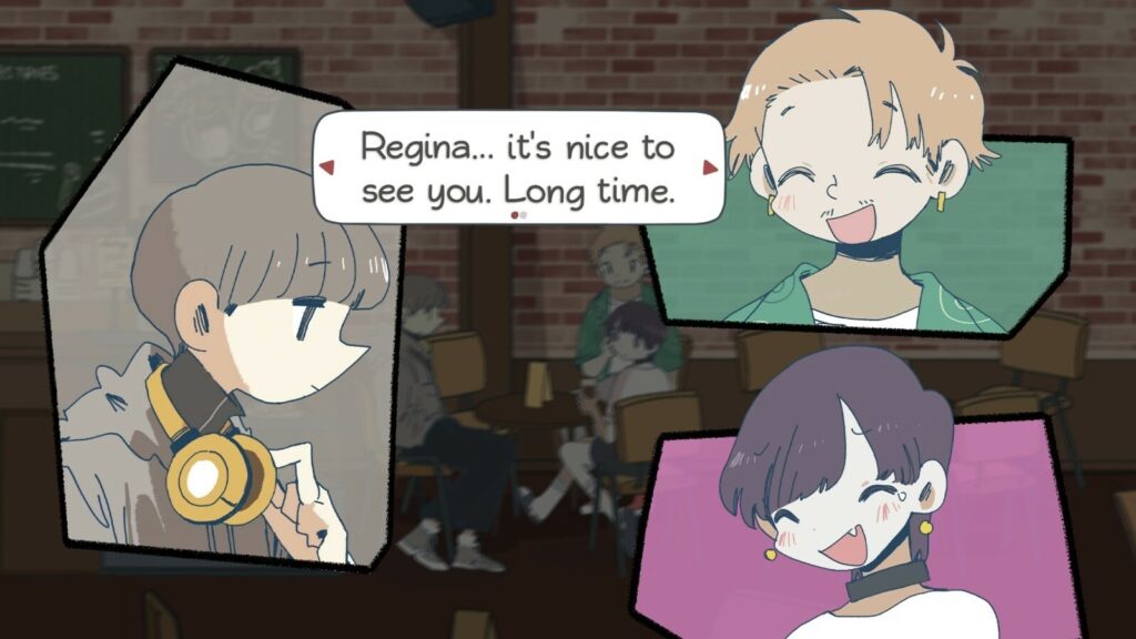 A conversation taking place in Afterlove EP, a game about the grief of losing a loved one.