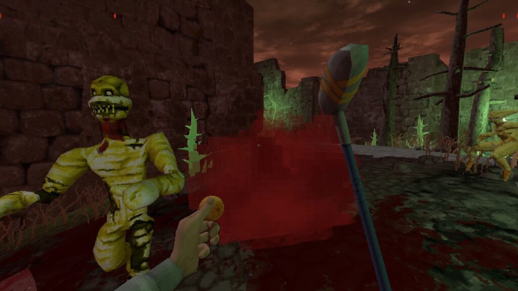 A gameplay screenshot of Sportal, a boomer shooter roguelike set in 50s America