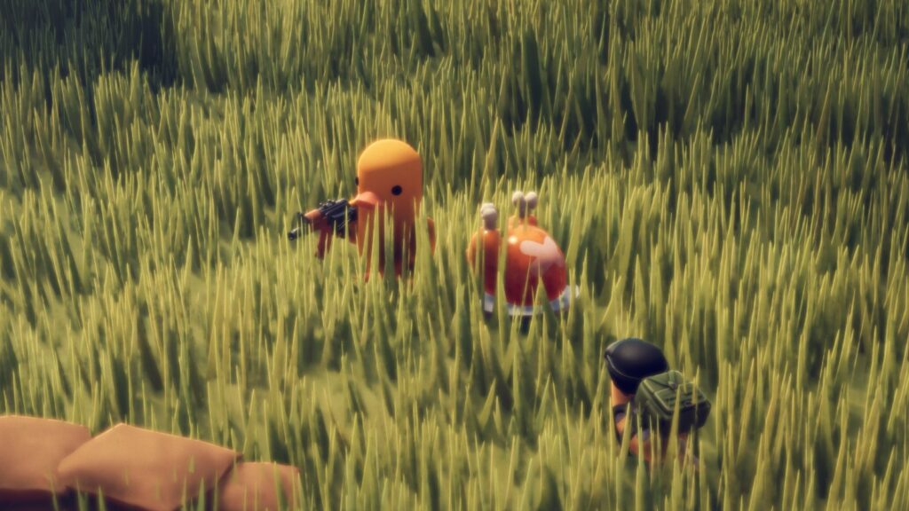 A screenshot from 'Escape from Duckov', featuring the main character standing next to a cooked bird
