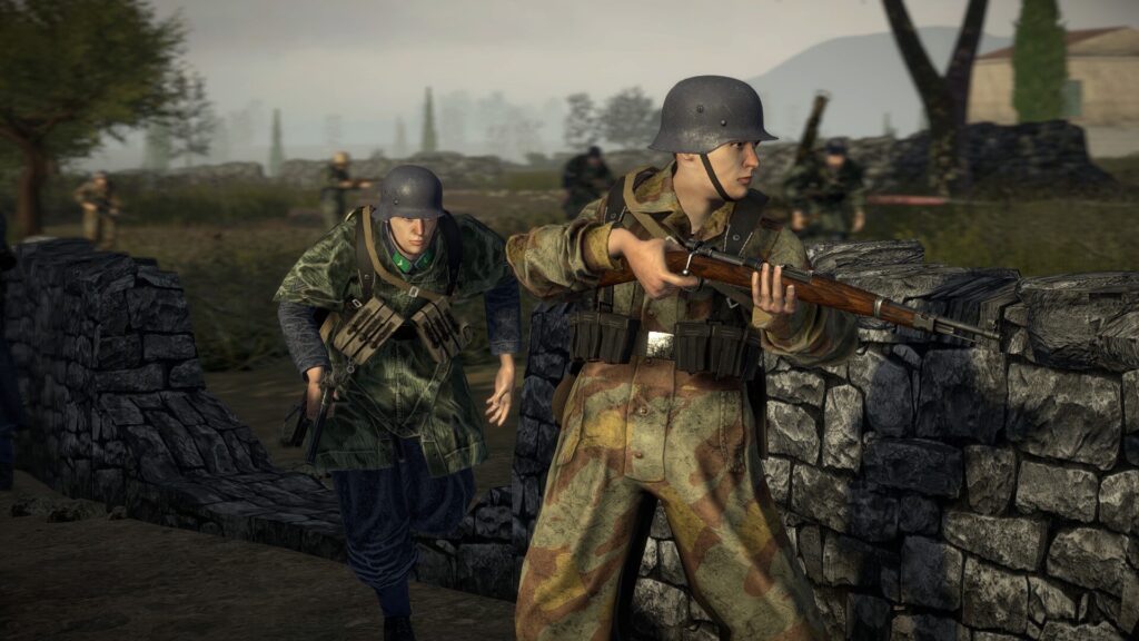 Easy Red 2 gameplay screenshot showing a soldier approaching another