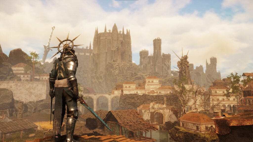 A screenshot of the third-person view of Tainted Grail: The Fall of Avalon