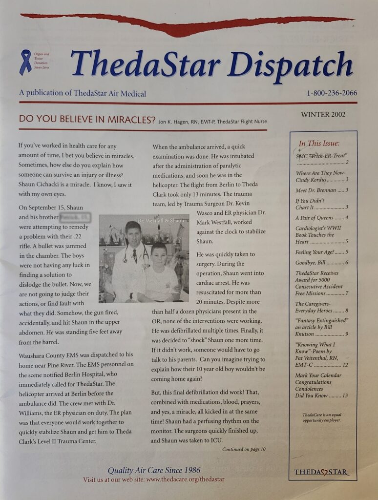 An article in a newspaper about my shooting, from 2002