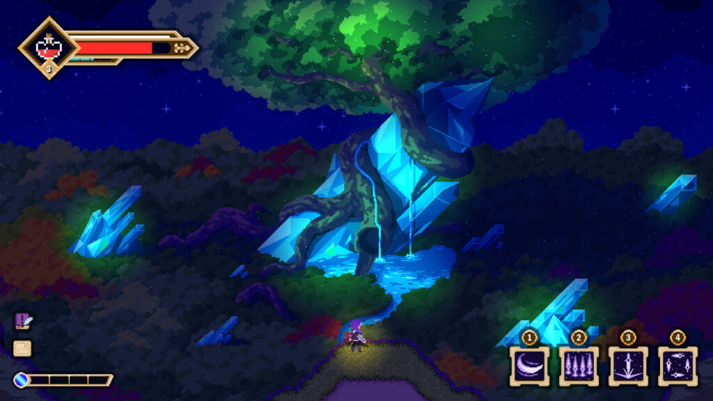 A gameplay screenshot of Colossus - Eternal Blight, an action RPG with an excellent pixel art style