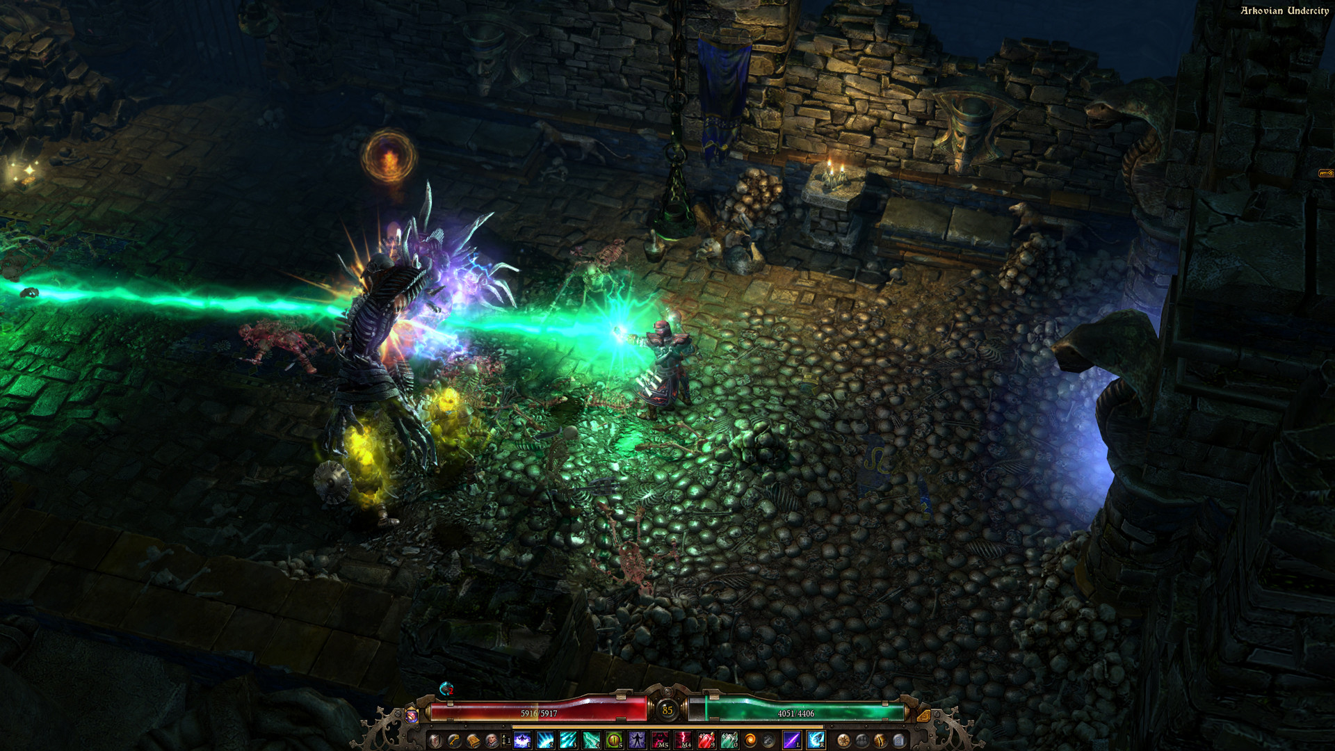 Using a beam spell in Grim Dawn